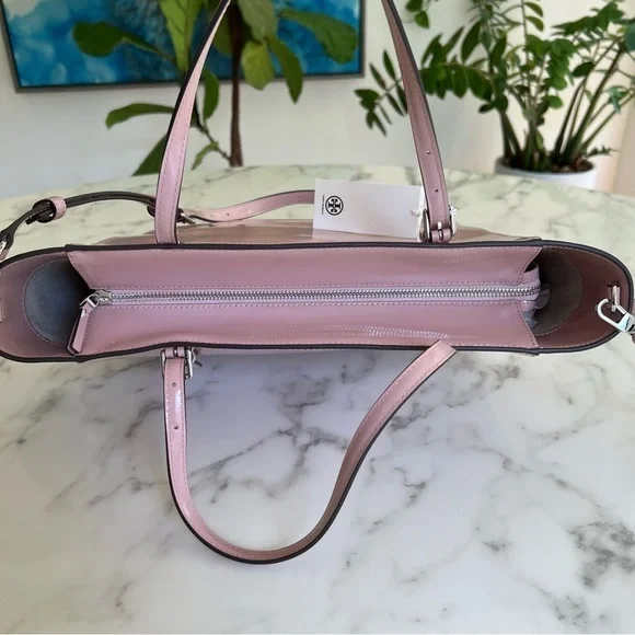 NWT Tory Burch Emerson Small Tote Clay Pink Patent Leather Shoulder Crossbody
